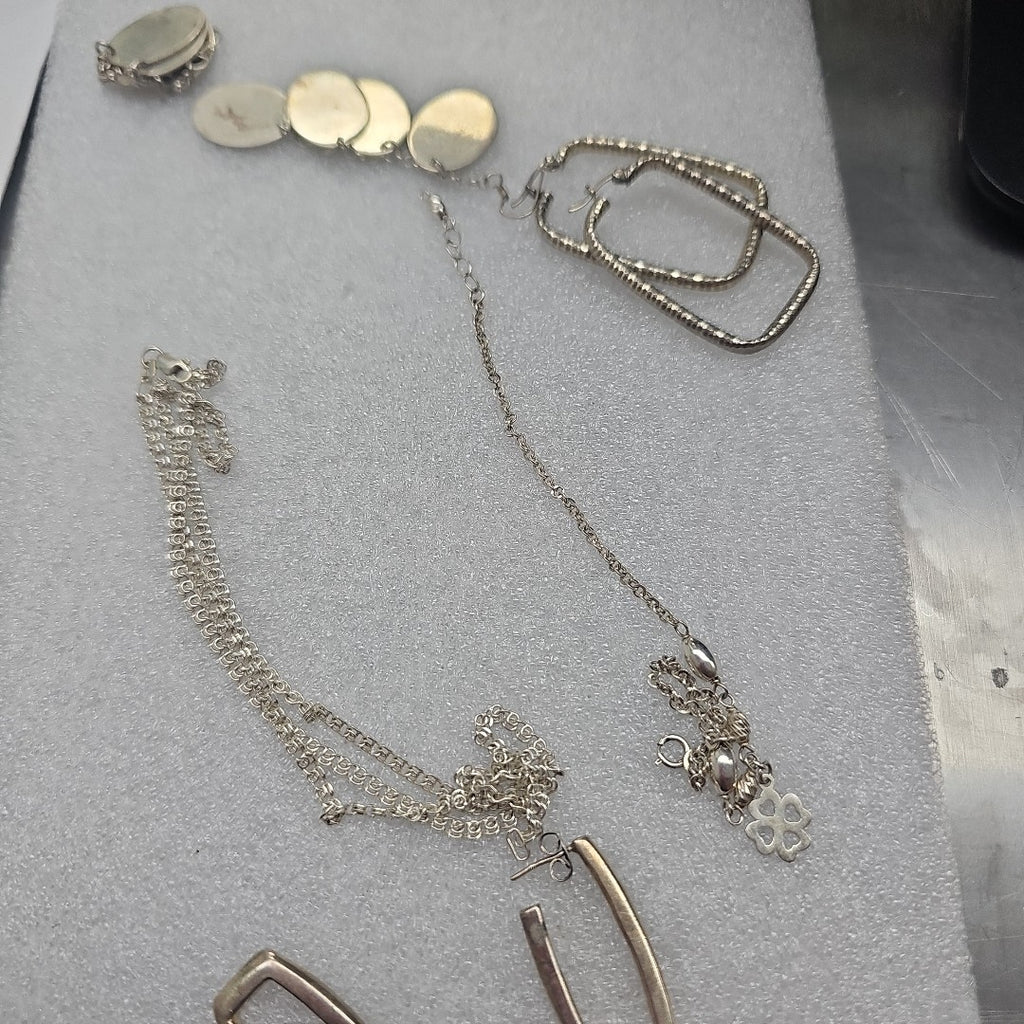 ARETES PAR, ARRACADAS PAR, PULSERA PLATA 35 GRMS (SEMINUEVO)