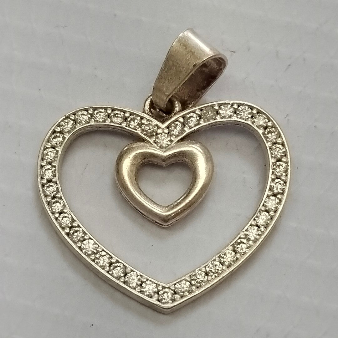 DIJE CORAZON C/CIRCONIAS PLATA .925 2.8 GR (NUEVO)