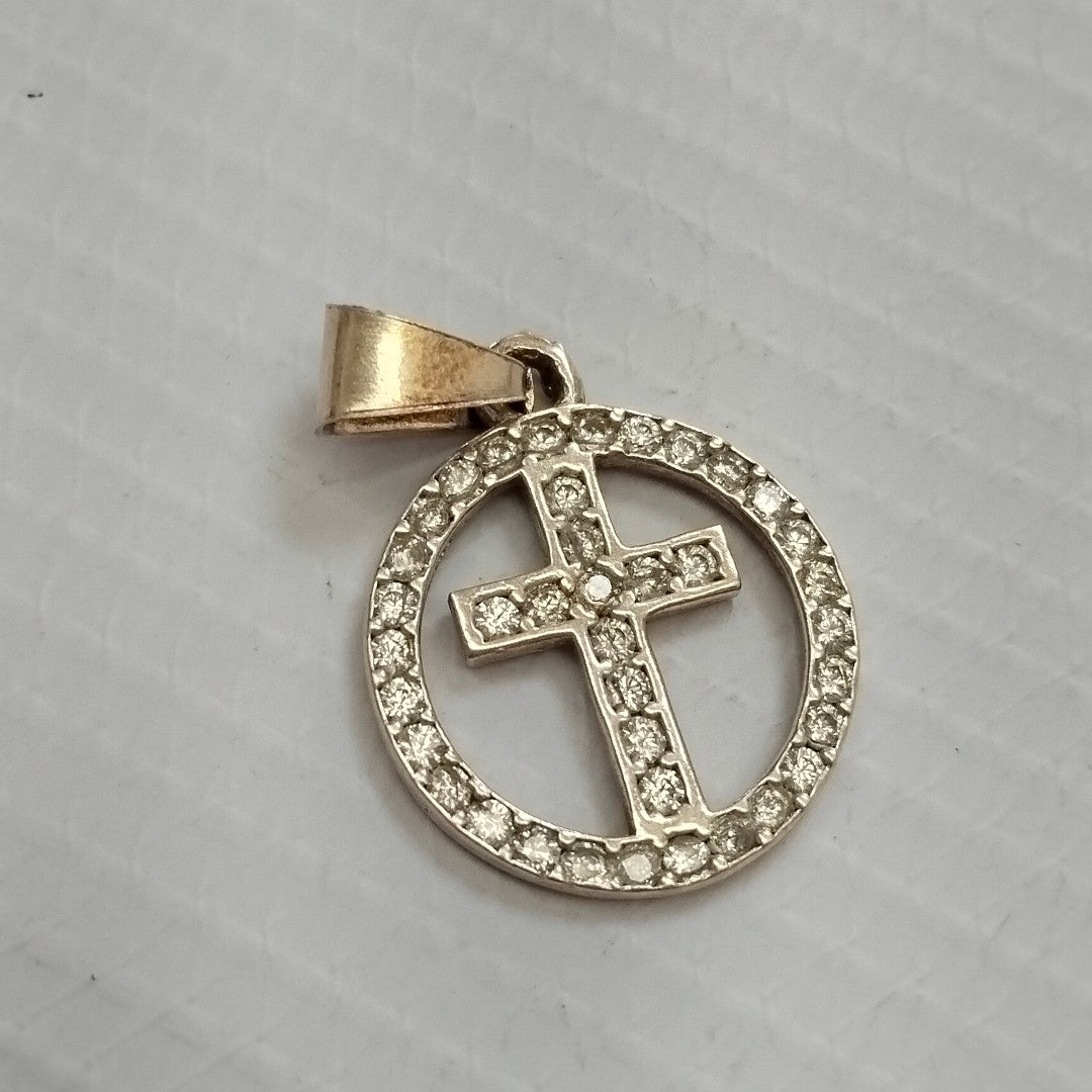 DIJE CRUZ C/CIRCONIAS PLATA .925 2.4 GR (NUEVO)