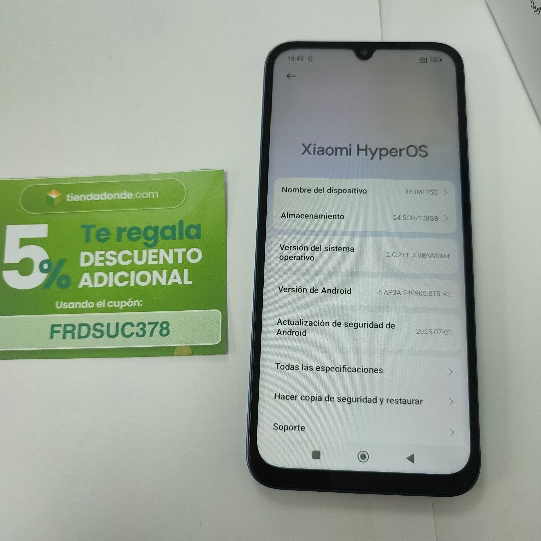 CELULAR XIAOMI REDMI 15C 25078RA3EL (2025) 128 GB 4 GB RAM (SEMINUEVO)