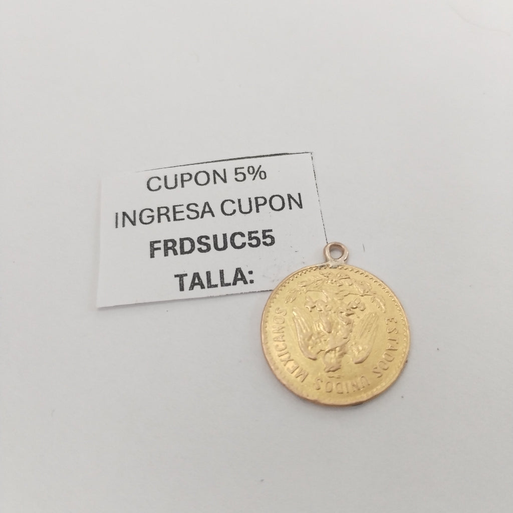 K1 4.1 GRMS 21 K IDENTIFICACIÓN DIJE MONEDAS PESOS 5 PESOS MATERIAL (SEMINUEVO)