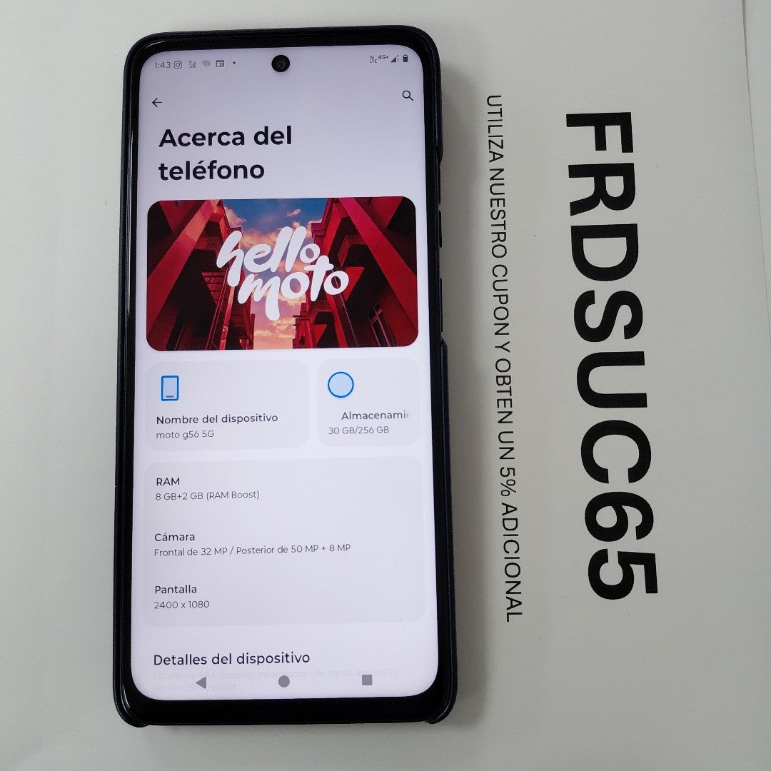 CELULAR MOTOROLA MOTO G56 5G XT2529-1(2025) 256 GB 8 GB RAM (SEMINUEVO)
