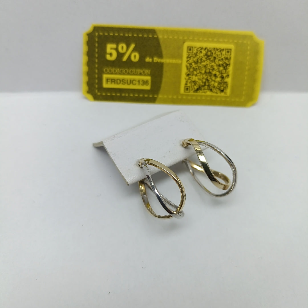 ARETES PAR ORO, RODIADO 14 K 1.6 GRMS (SEMINUEVO)