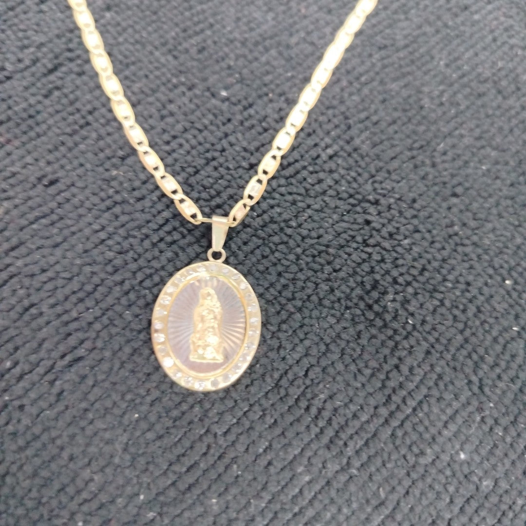 CADENA,MEDALLA RELIGIOSA ORO 10 K 7,30 GRMS (SEMINUEVO)