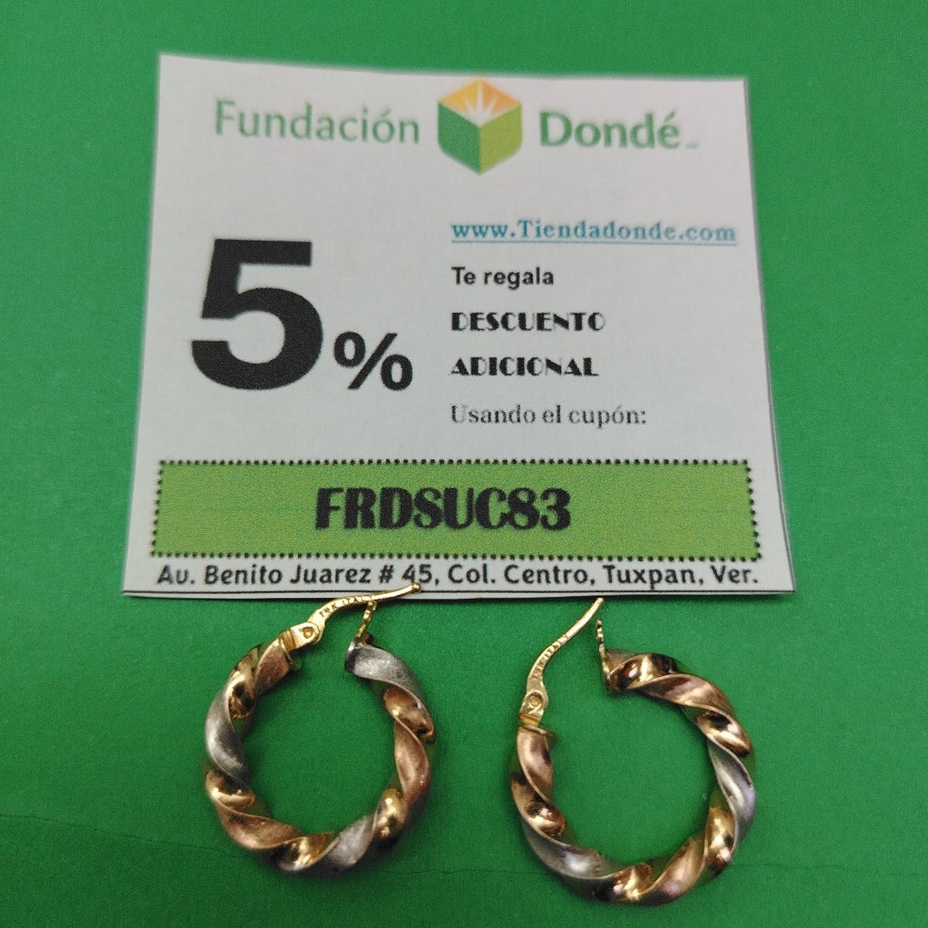 ARRACADAS PAR ORO, RODIADO 14 K 2.1 GRMS (SEMINUEVO)