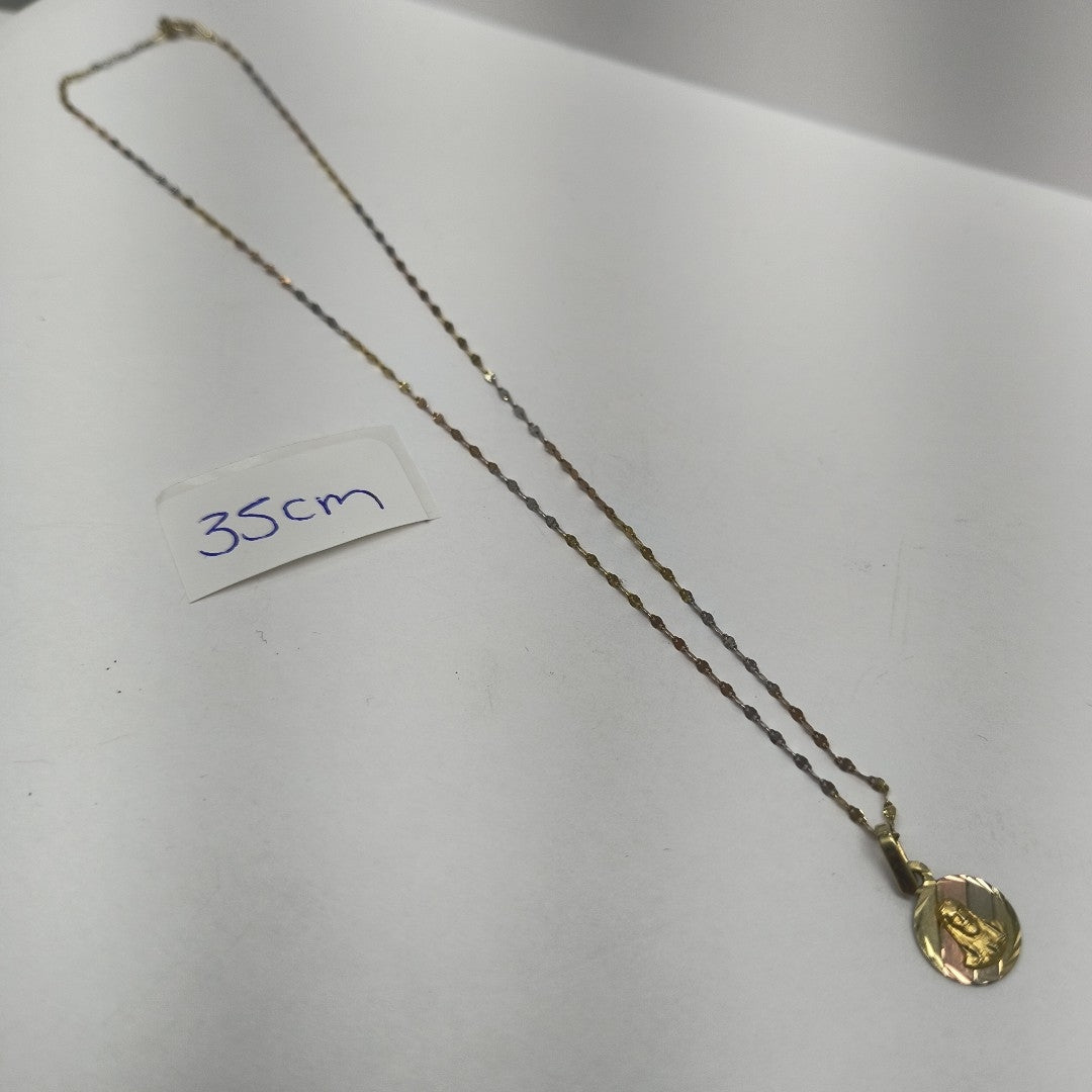 CADENA, MEDALLA RELIGIOSA ORO 10 K 1.5 GRMS (SEMINUEVO)