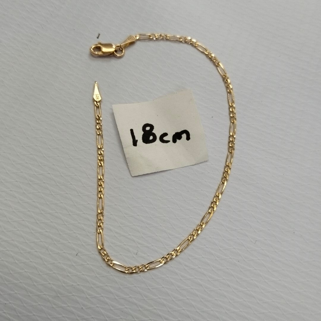 PULSERAS BARBADA ORO 14K 18 CM 1.5 GR (NUEVO)