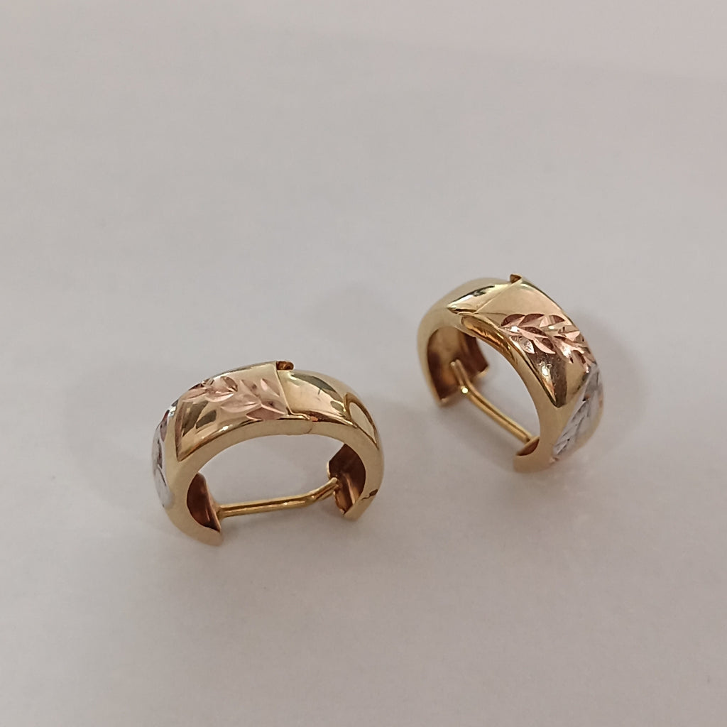 ARRACADAS PAR ORO, ORO COMBINADO 14 K 1.3 GRMS (SEMINUEVO)