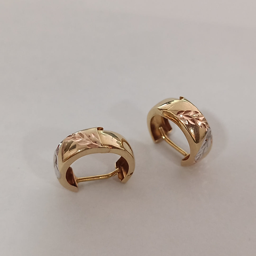ARRACADAS PAR ORO, ORO COMBINADO 14 K 1.3 GRMS (SEMINUEVO)