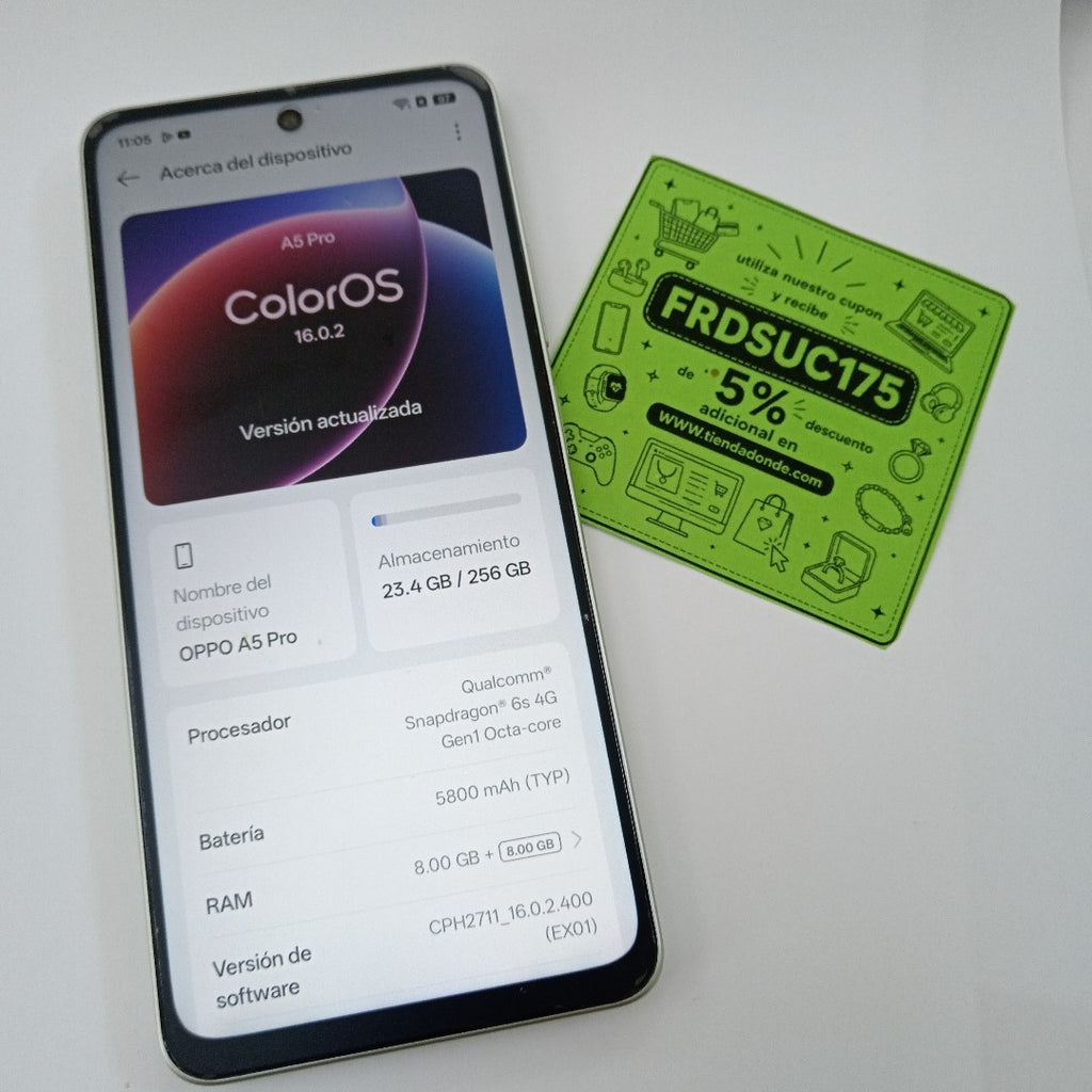 CELULAR OPPO A5 PRO CPH2711 (2025) 256 GB 8 GB RAM (SEMINUEVO)