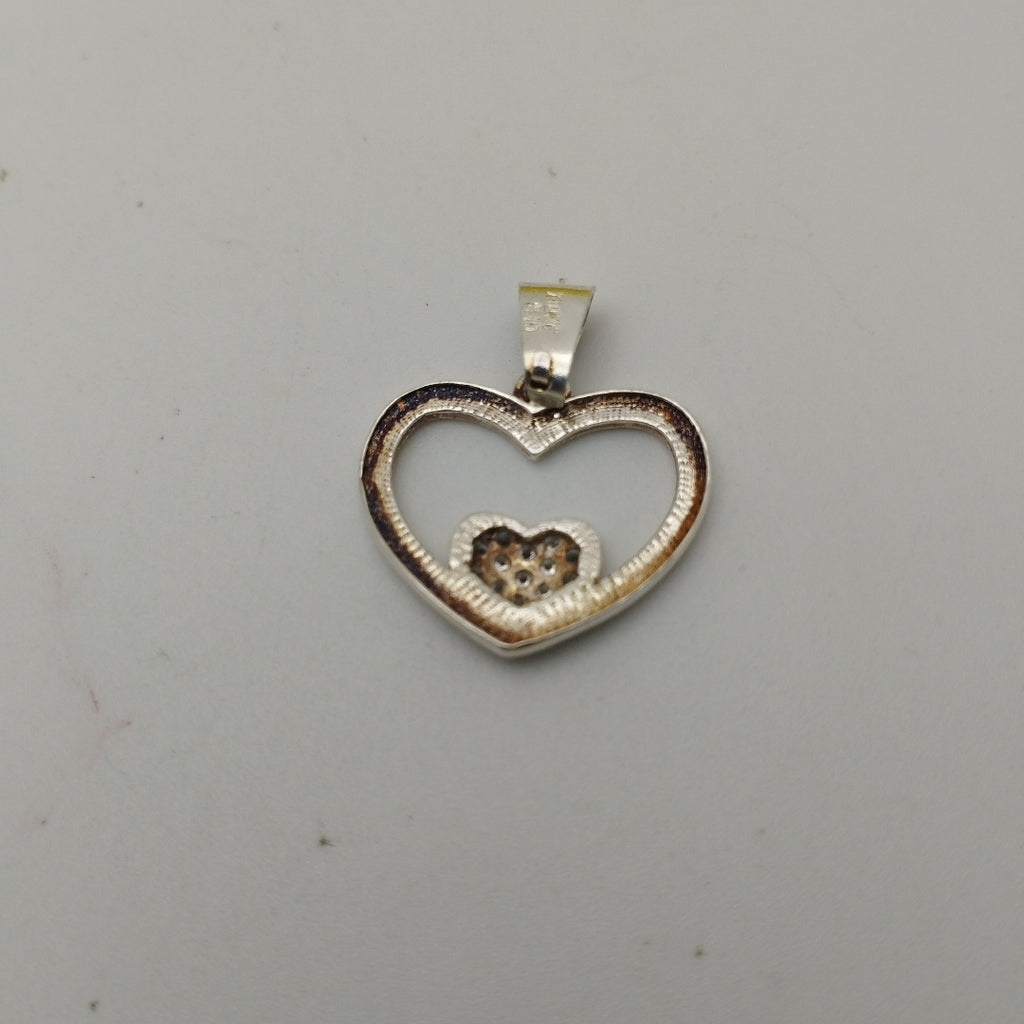 DIJE CORAZON C/CIRCONIAS PLATA .925 2.5 GR (NUEVO)