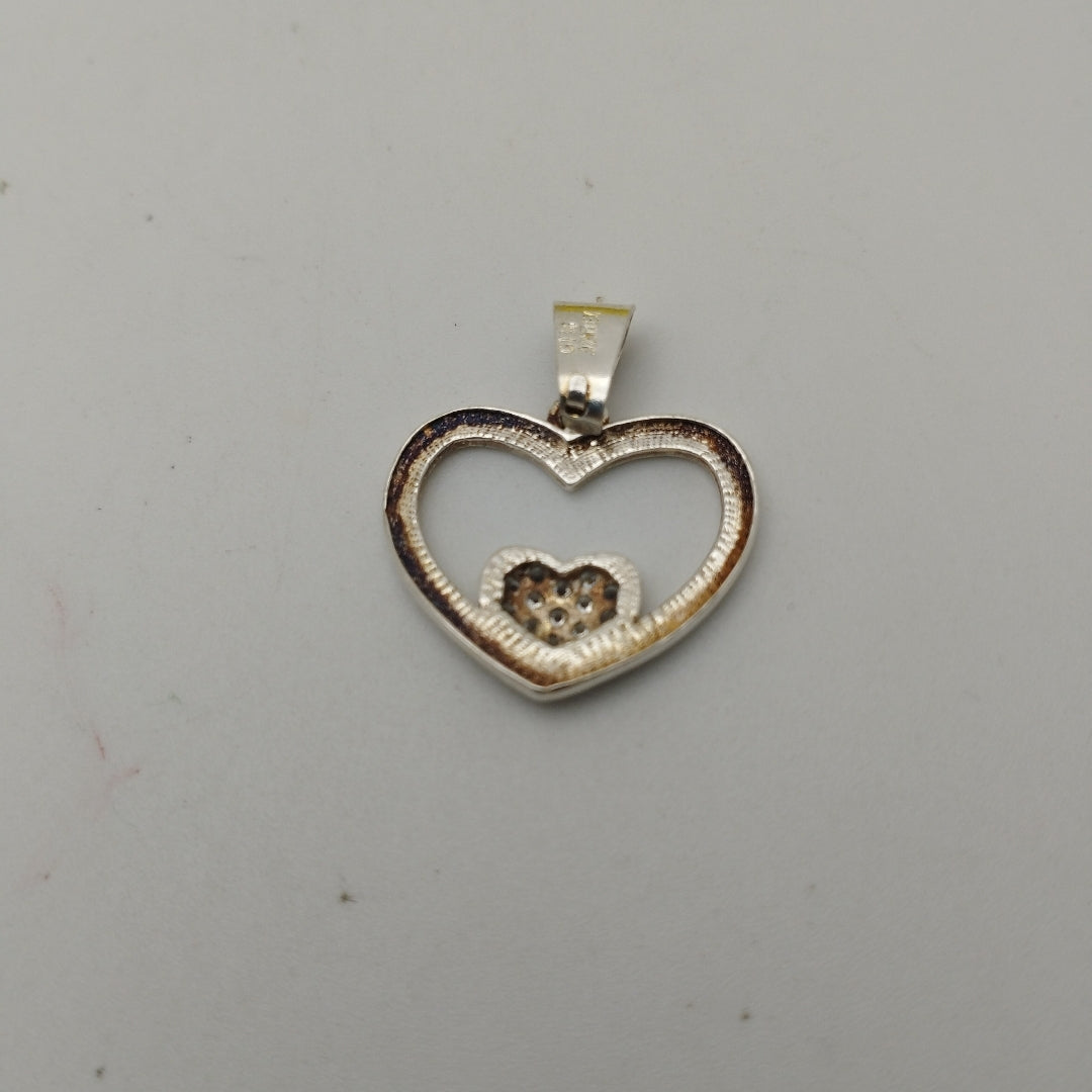 DIJE CORAZON C/CIRCONIAS PLATA .925 2.5 GR (NUEVO)