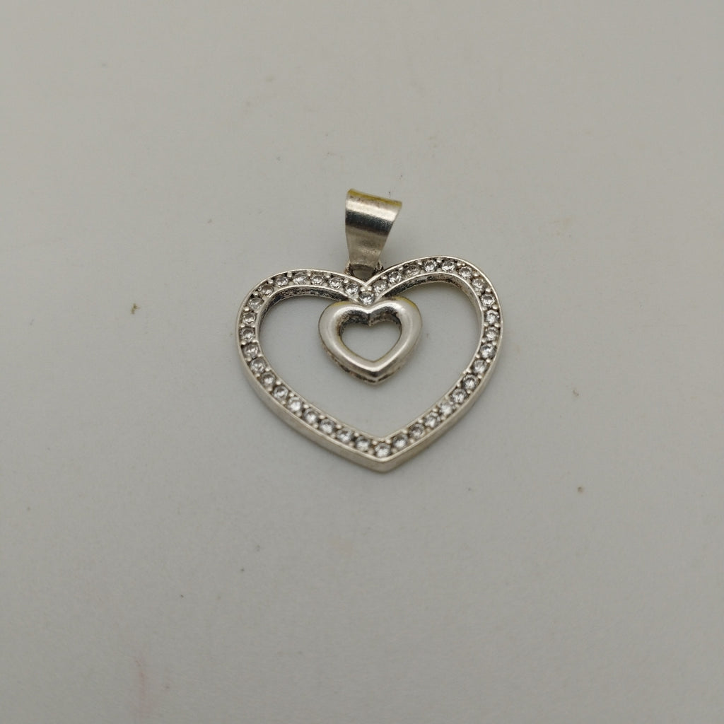 DIJE CORAZON C/CIRCONIAS PLATA .925 2.7 GR (NUEVO)