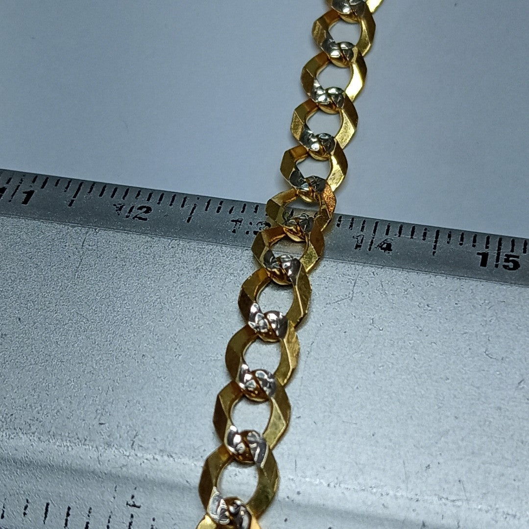 PULSERAS TEJIDO BARBADA DIAMANTADA ORO 14K 21 CM 6.5 GR (NUEVO)