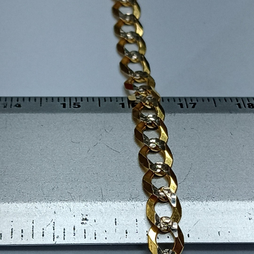 PULSERAS TEJIDO BARBADA DIAMANTADA ORO 14K 21 CM 6.5 GR (NUEVO)