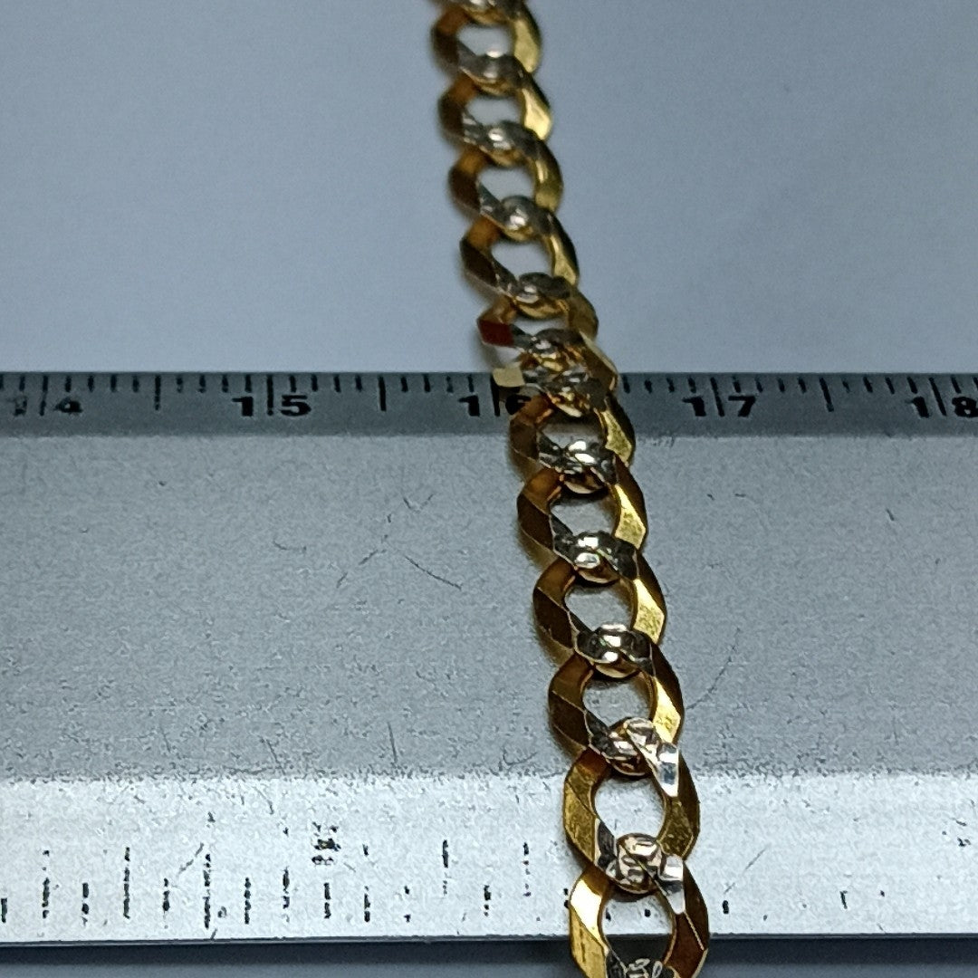 PULSERAS TEJIDO BARBADA DIAMANTADA ORO 14K 21 CM 6.5 GR (NUEVO)