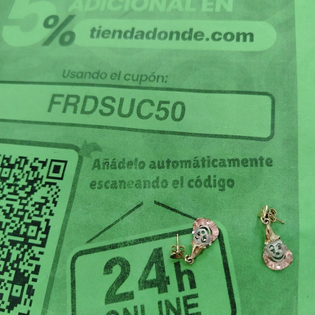 ARETES PAR ORO 14 K 2.6 GRMS (SEMINUEVO)