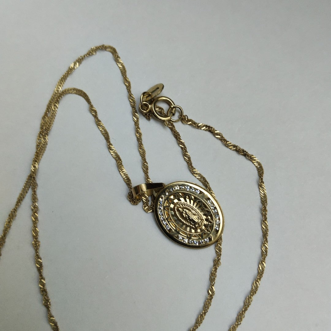 CADENA, MEDALLA RELIGIOSA ORO 10 K 1.8 GRMS (SEMINUEVO)