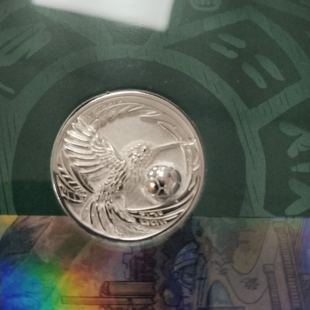MEDALLA CONMEMORATIVA FRD FÚTBOL MOTIVO COLIBRI PLATA .925 8 GR (NUEVO)