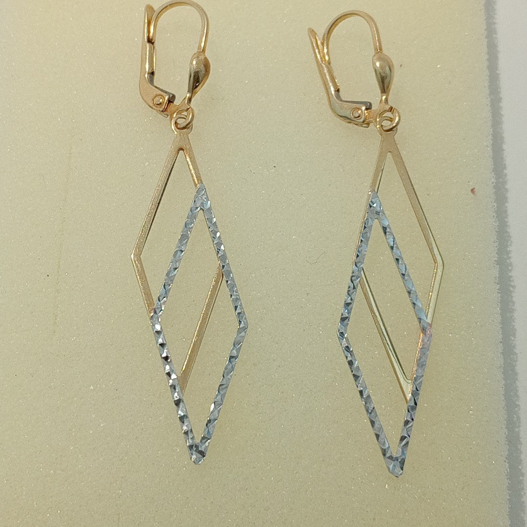 ARETES PAR ORO COMBINADO 14 K 2.1 GRMS (SEMINUEVO)