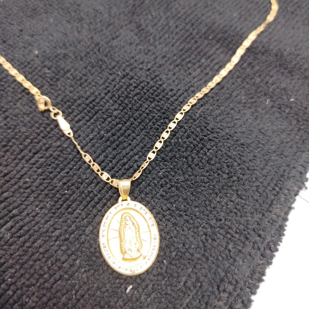CADENA, MEDALLA RELIGIOSA ORO COMBINADO 10 K 4 GRMS (SEMINUEVO)