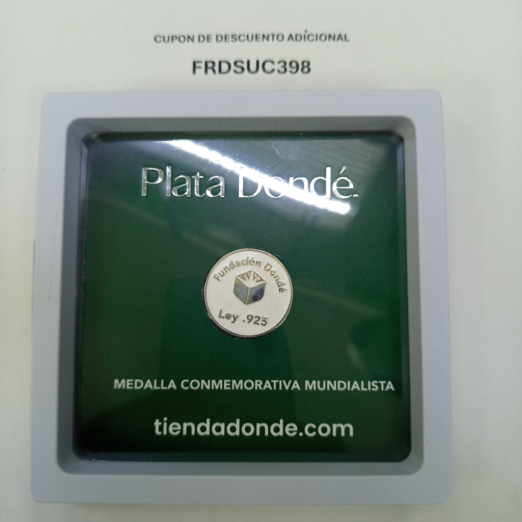 MEDALLA CONMEMORATIVA FRD FÚTBOL MOTIVO COLIBRI PLATA .925 8 GR (NUEVO)