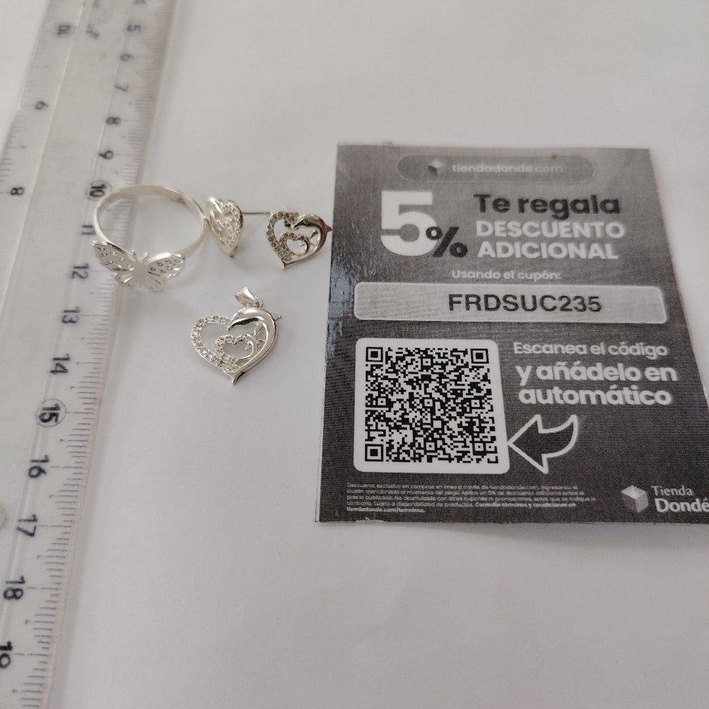 ANILLITO, BROQUELES PAR, DIJE PLATA 5.6 GRMS (SEMINUEVO)