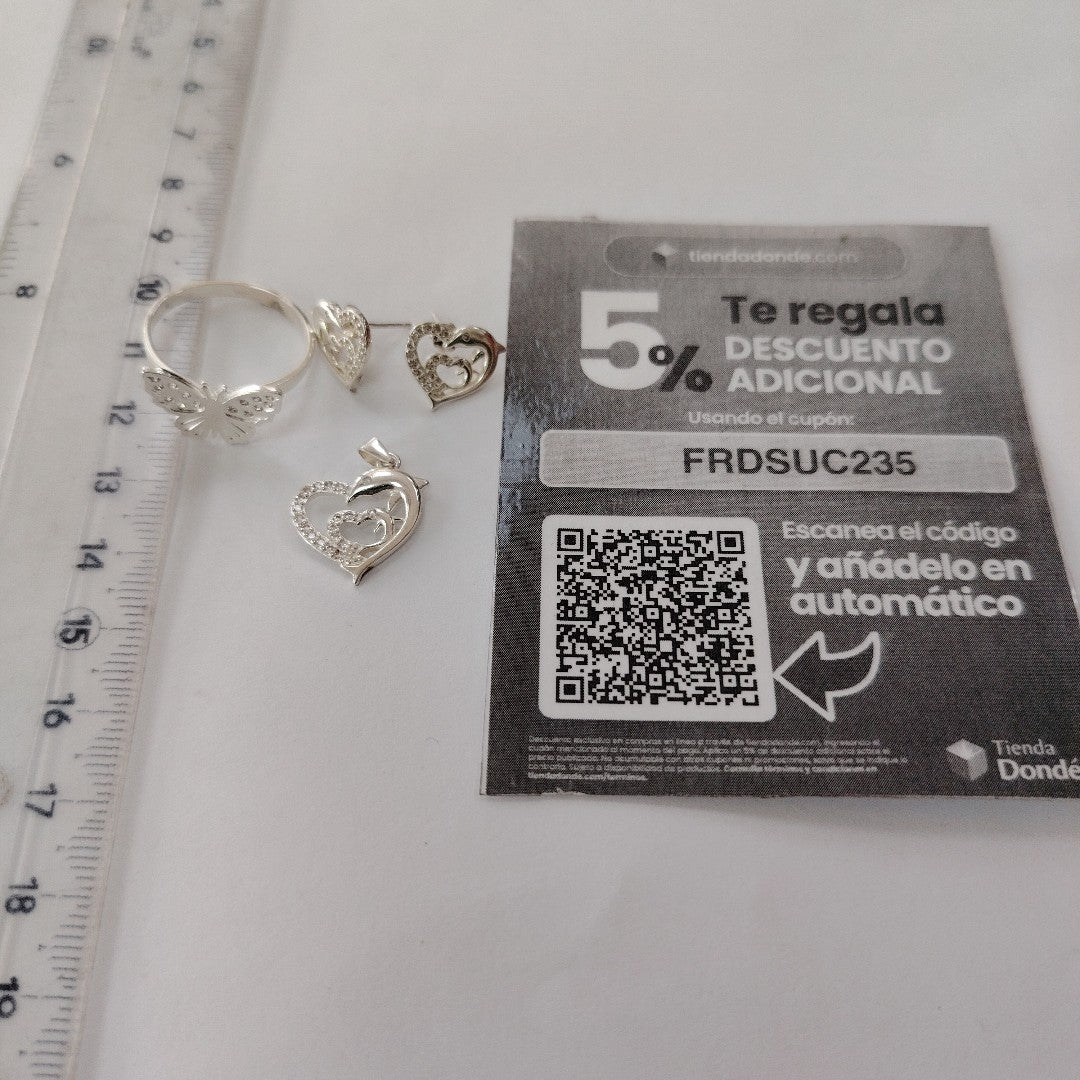 ANILLITO, BROQUELES PAR, DIJE PLATA 5.6 GRMS (SEMINUEVO)