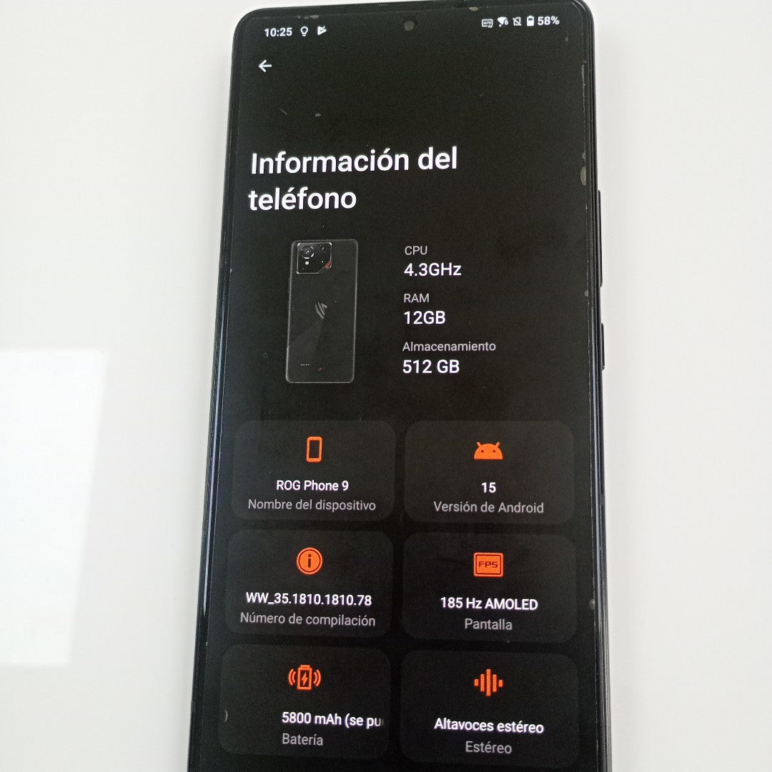 CELULAR ASUS ROG PHONE 9 AI2501B (2024) 512 GB 12 GB RAM (SEMINUEVO)