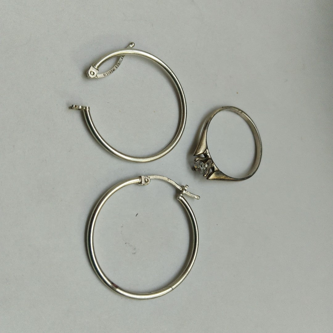 ANILLITO, ARRACADAS PAR PLATA 3.5 GRMS (SEMINUEVO)