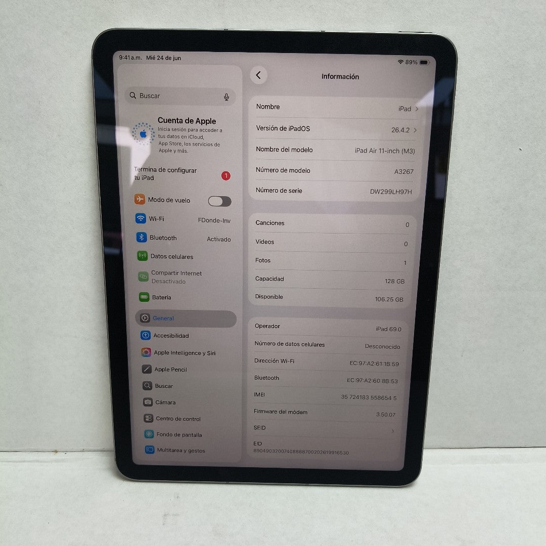 TABLETA APPLE IPAD AIR (M3) 11" A3267 (2025) 128 GB 8 GB RAM (SEMINUEVO)