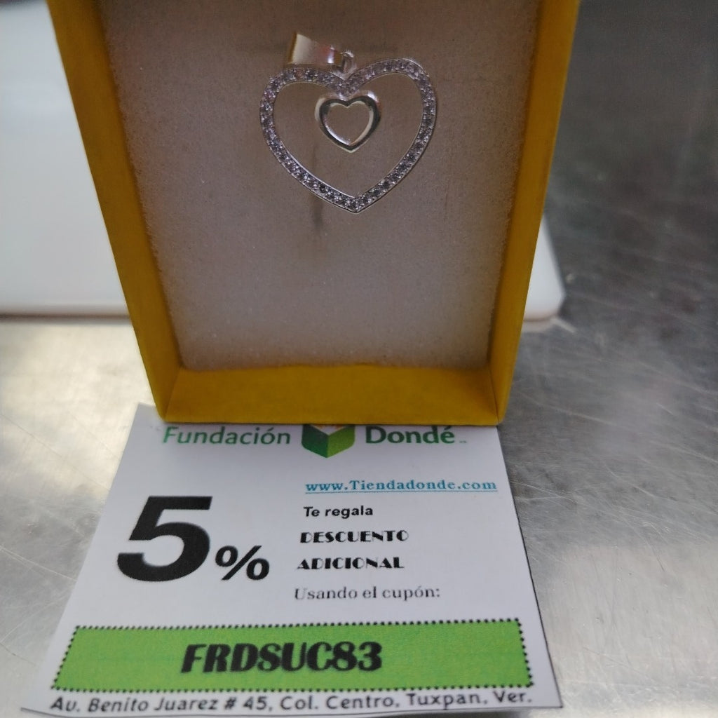 DIJE CORAZON C/CIRCONIAS PLATA .925 2.7 GR (NUEVO)