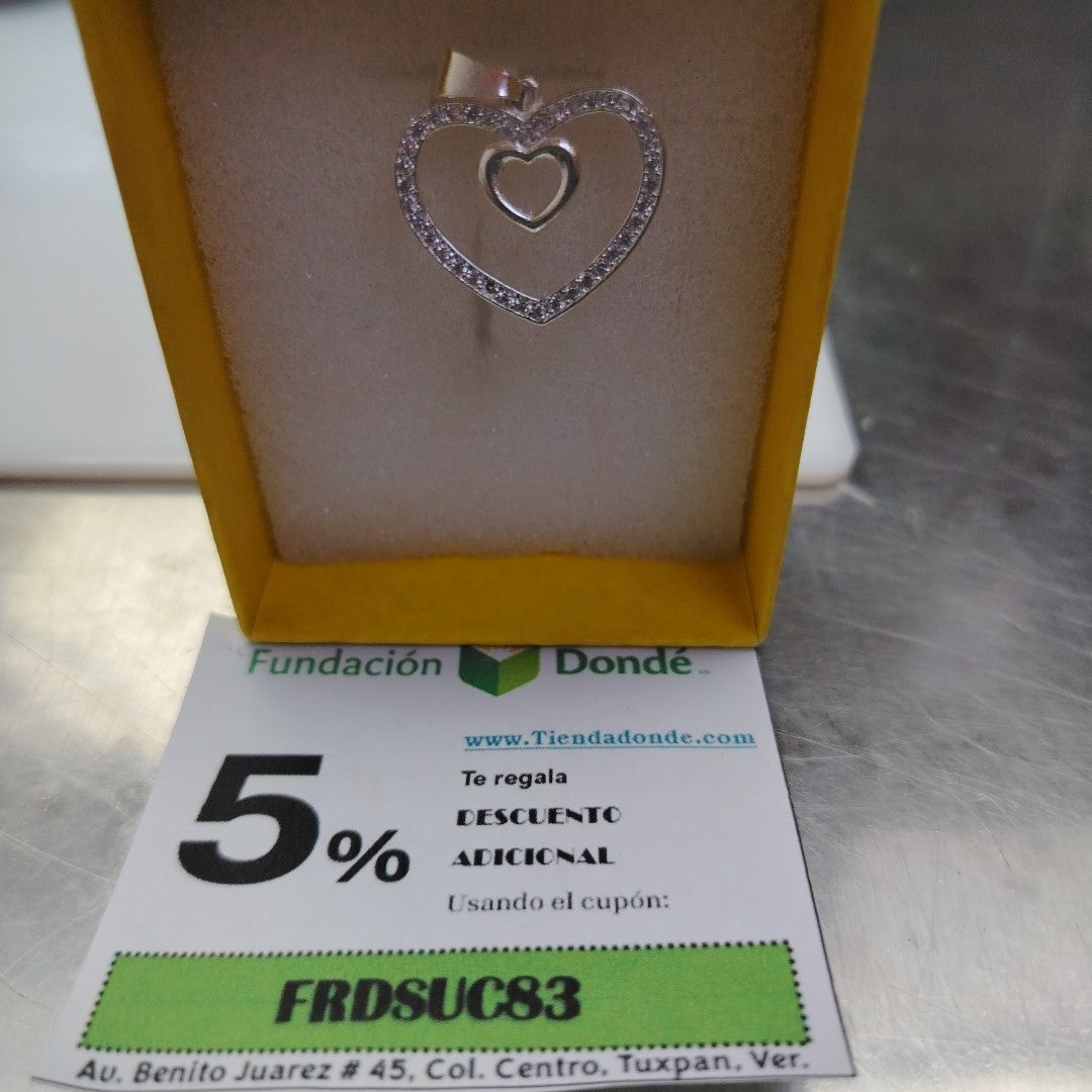 DIJE CORAZON C/CIRCONIAS PLATA .925 2.7 GR (NUEVO)