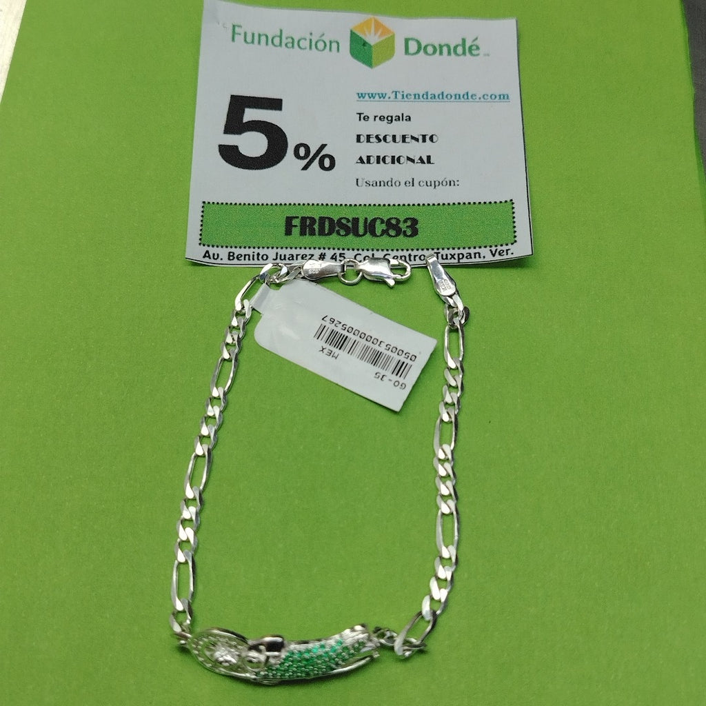 PULSERA TEJIDO SAN JUDAS PLATA .925 21 CM 5.5 GR (NUEVO)