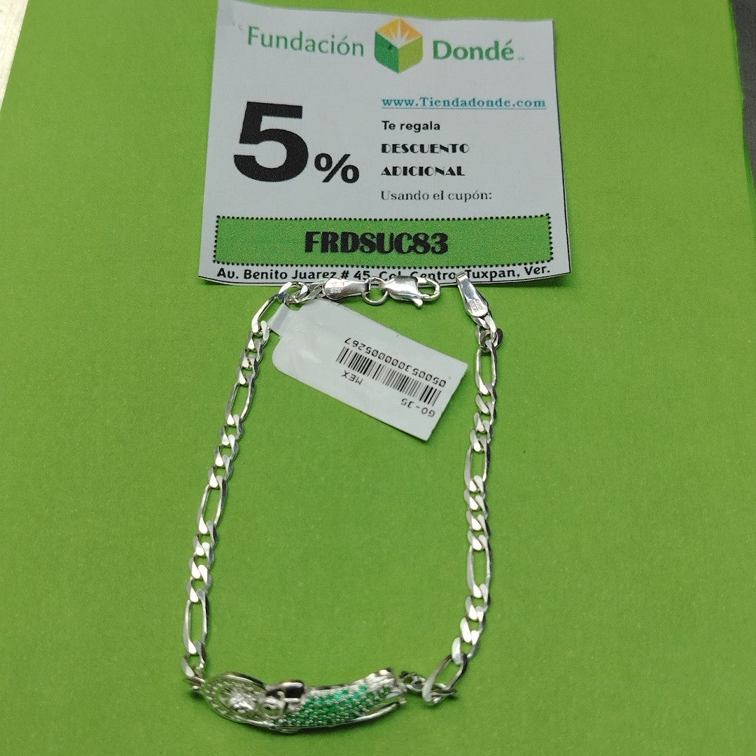 PULSERA TEJIDO SAN JUDAS PLATA .925 21 CM 5.5 GR (NUEVO)