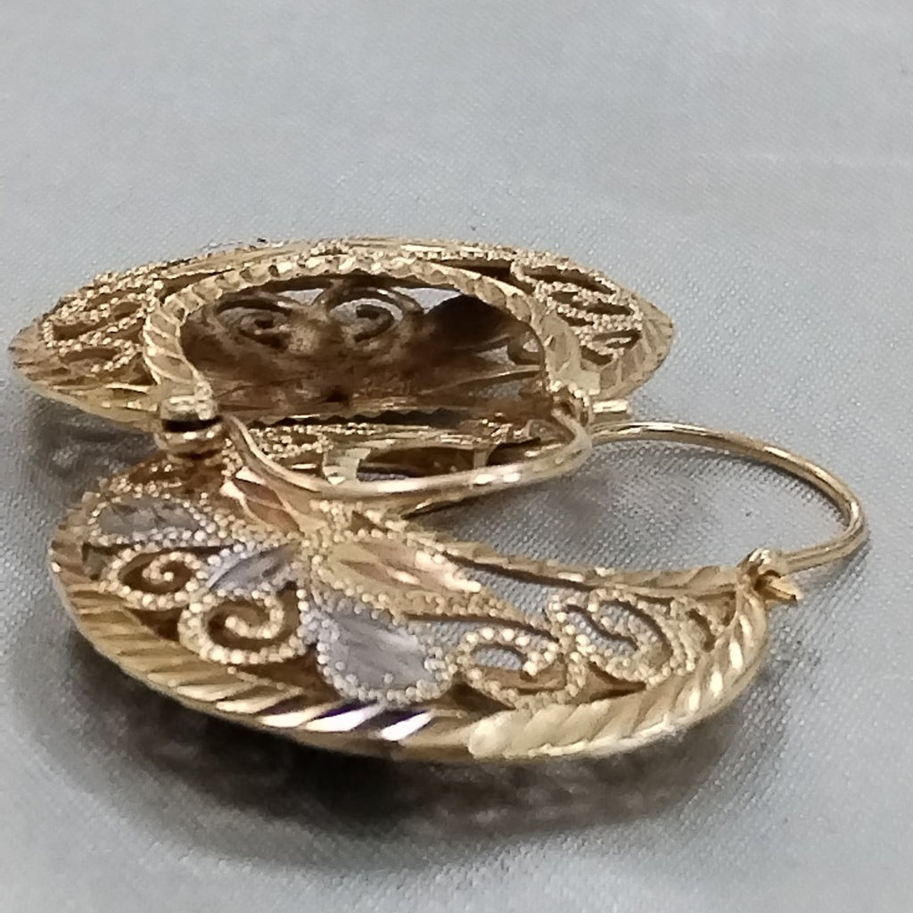 ARETES PAR ORO, ORO COMBINADO 14 K 7.6 GRMS (SEMINUEVO)