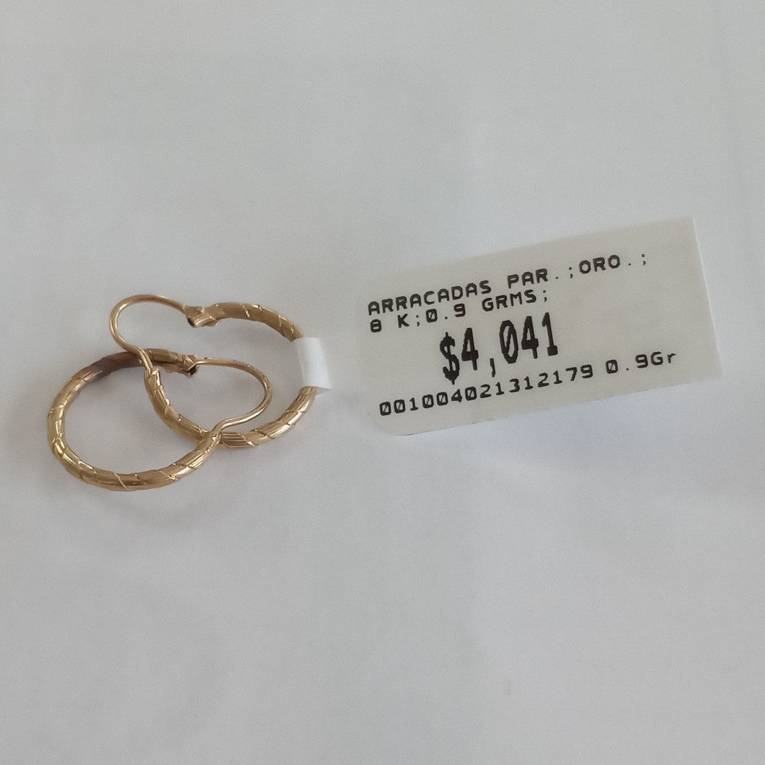 ARRACADAS PAR ORO 8 K 0.9 GRMS (SEMINUEVO)