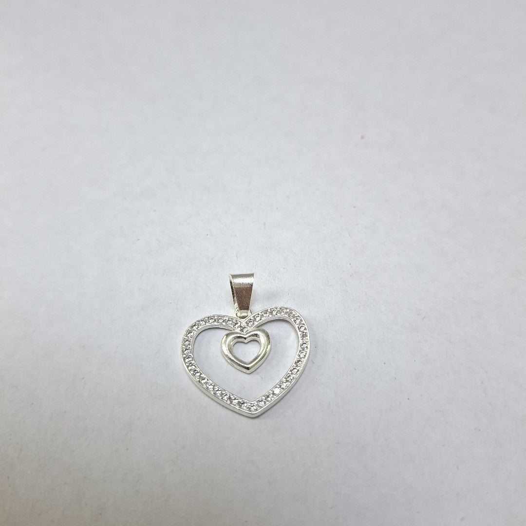 DIJE CORAZON C/CIRCONIAS PLATA .925 2.7 GR (NUEVO)