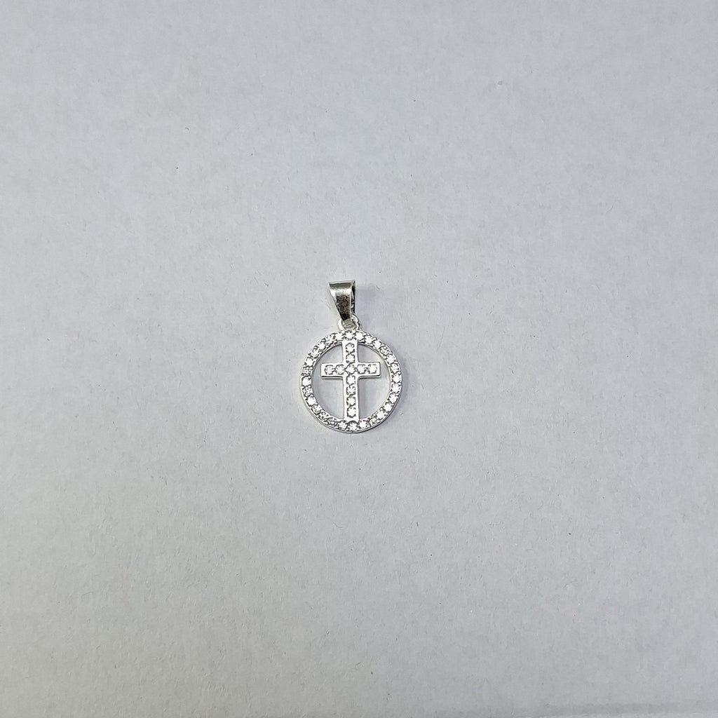DIJE CRUZ C/CIRCONIAS PLATA .925 2.5 GR (NUEVO)