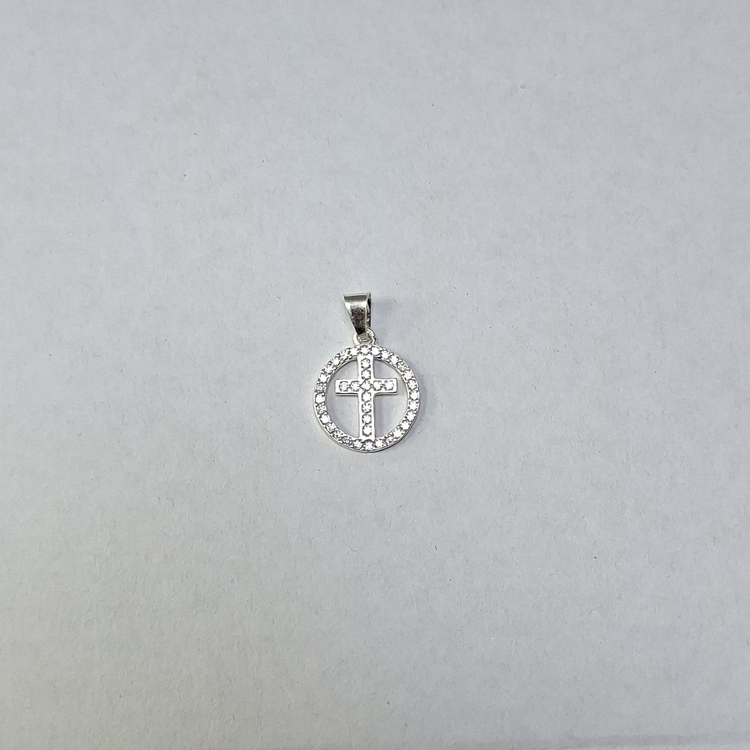 DIJE CRUZ C/CIRCONIAS PLATA .925 2.5 GR (NUEVO)