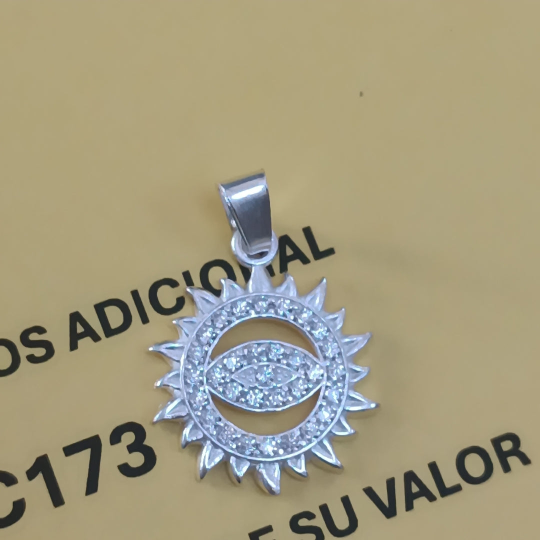 DIJE OJO MAGICO CON CIRCONIAS PLATA .925 2.1 GR (NUEVO)