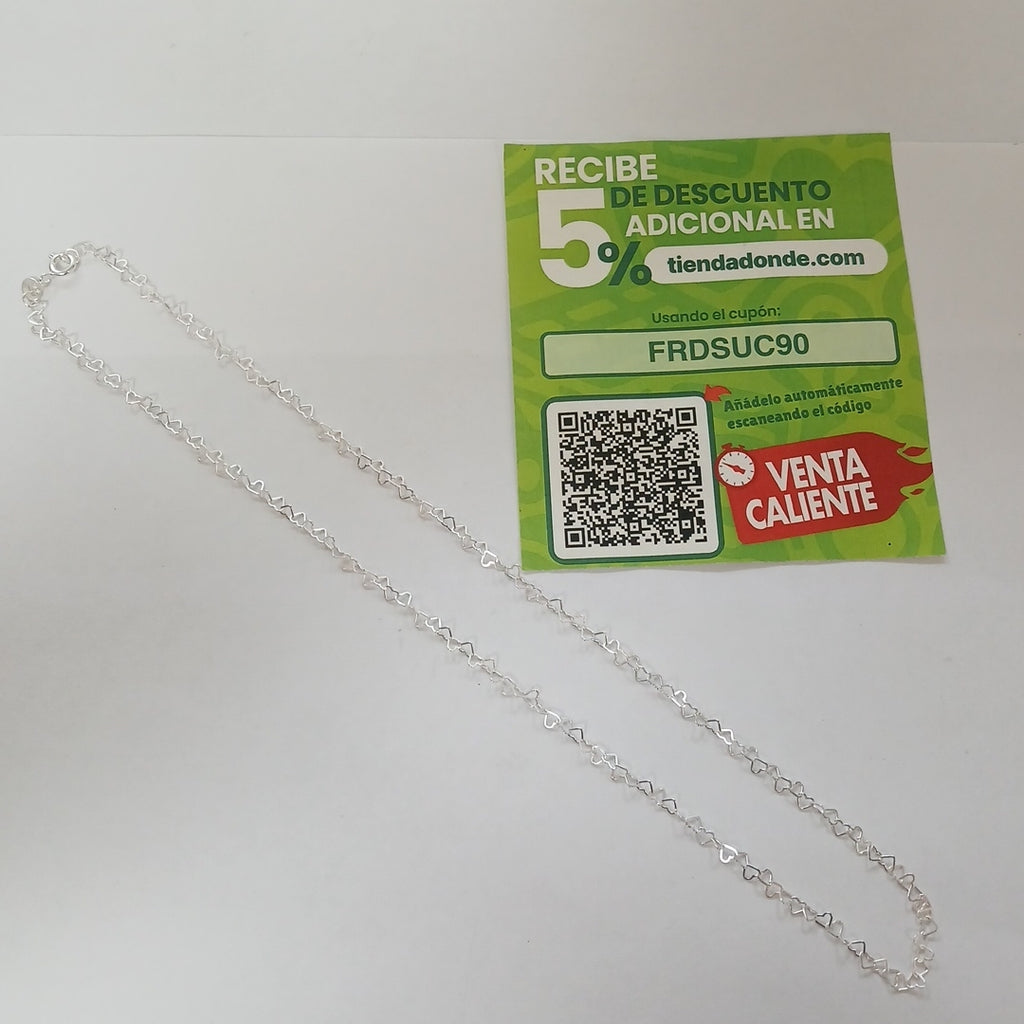 CADENA CORAZONES PLATA .925 50 CM 2.52 GR (NUEVO)
