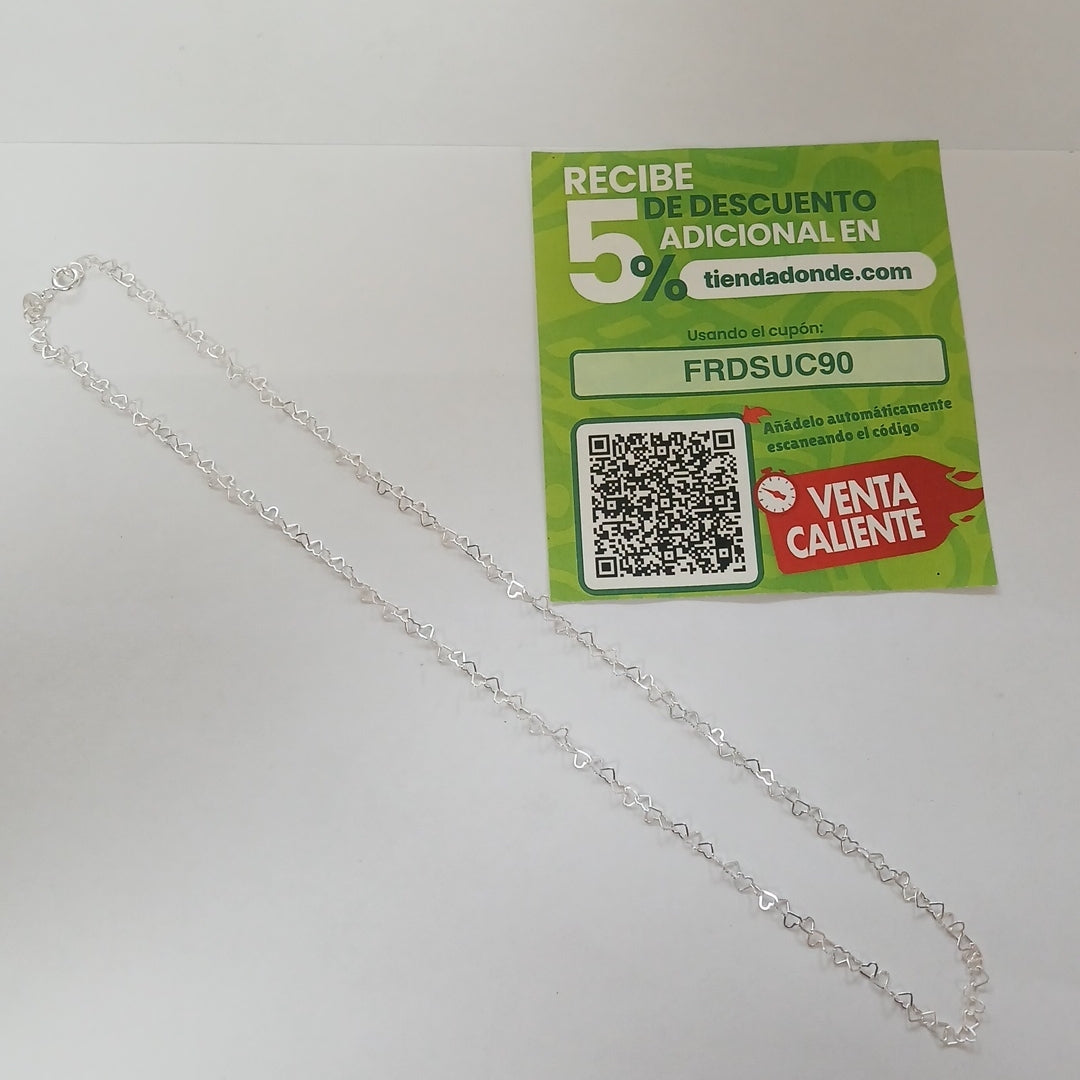 CADENA CORAZONES PLATA .925 50 CM 2.52 GR (NUEVO)