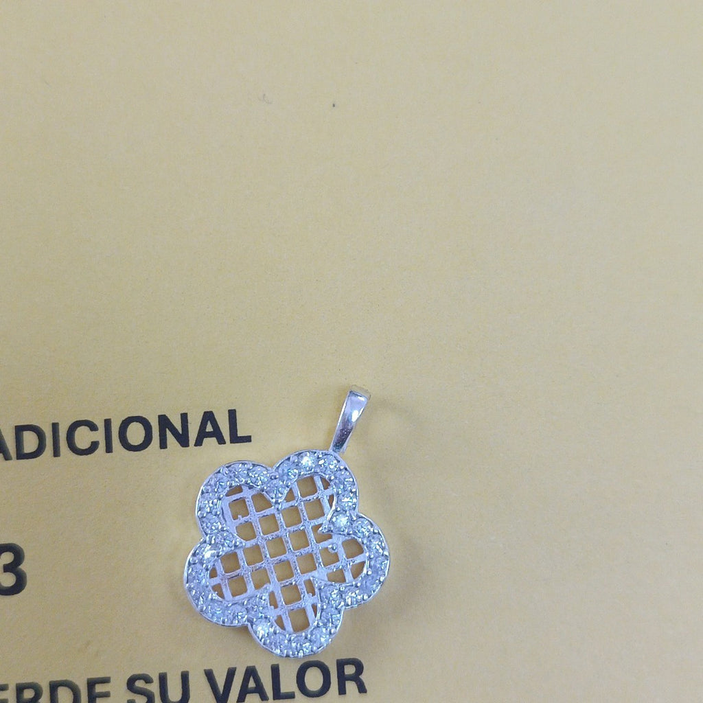 DIJE FLOR CON CIRCONIAS PLATA .925 1.7 GR (NUEVO)