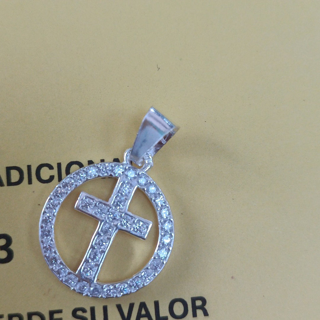DIJE CRUZ C/CIRCONIAS PLATA .925 2.5 GR (NUEVO)