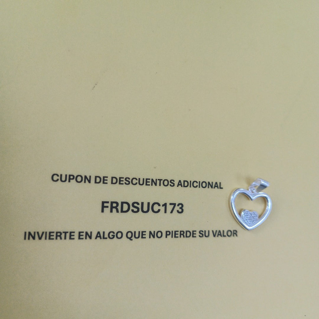 DIJE CORAZON C/CIRCONIAS PLATA .925 2.7 GR (NUEVO)