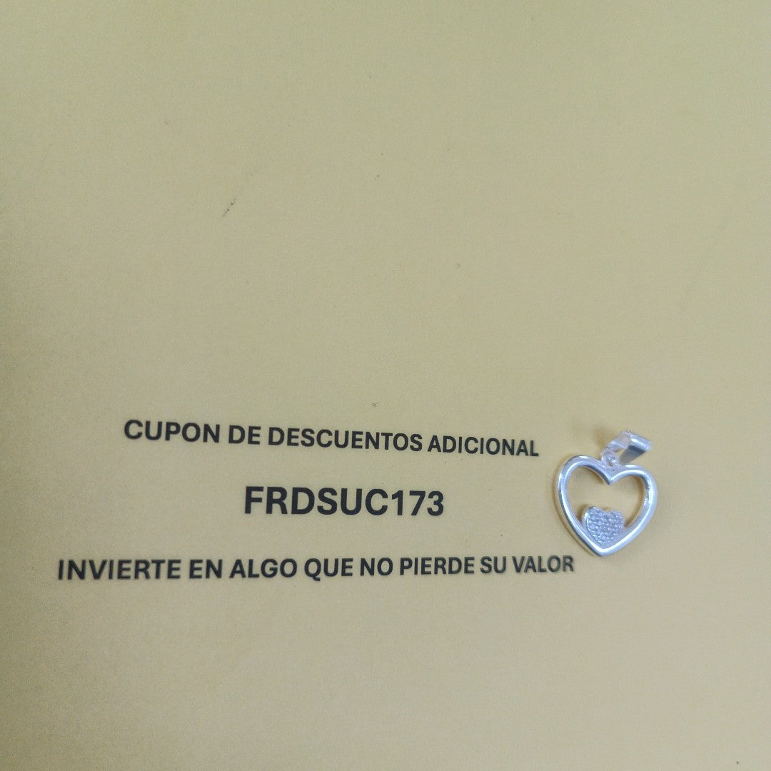 DIJE CORAZON C/CIRCONIAS PLATA .925 2.7 GR (NUEVO)