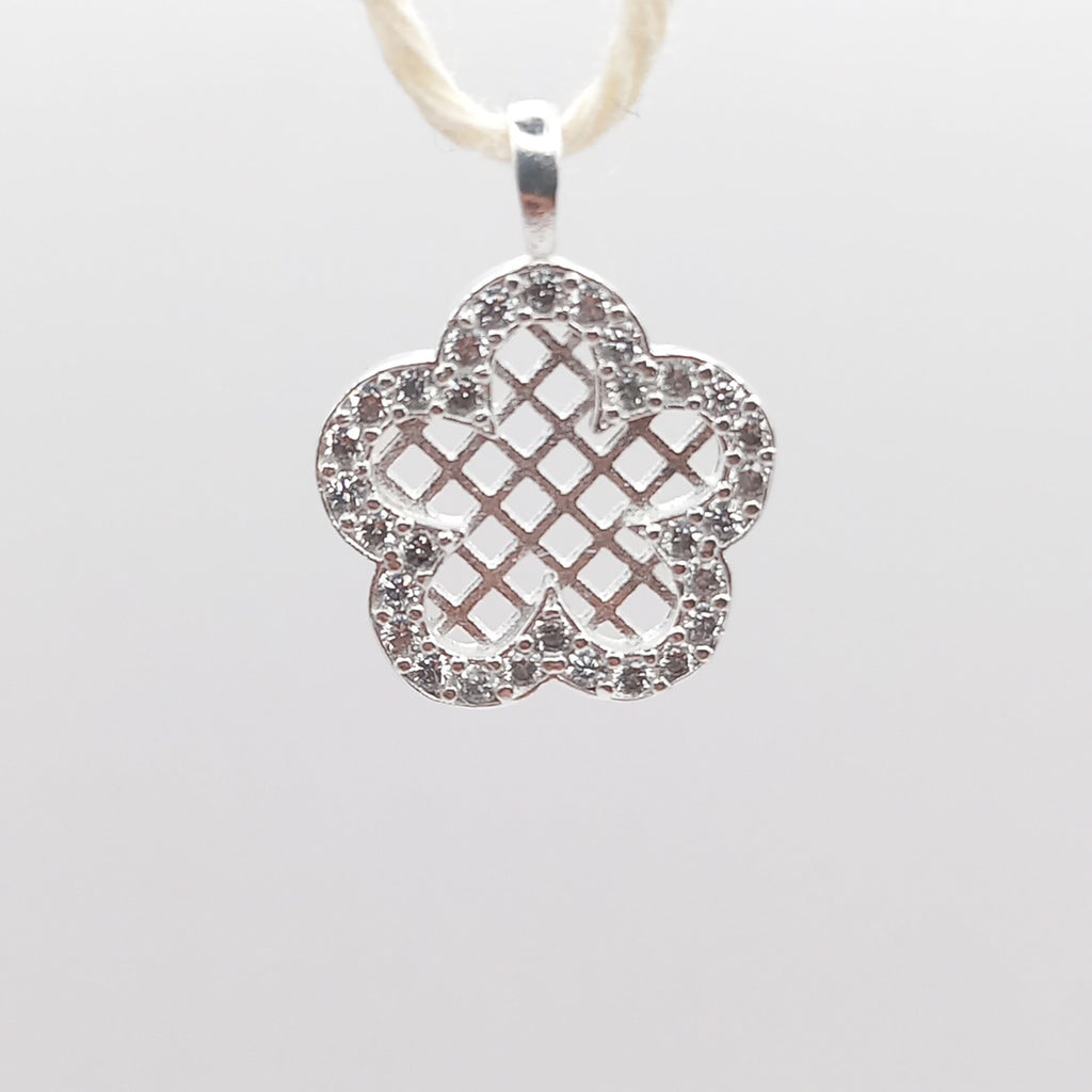 DIJE FLOR CON CIRCONIAS PLATA .925 1.8 GR (NUEVO)