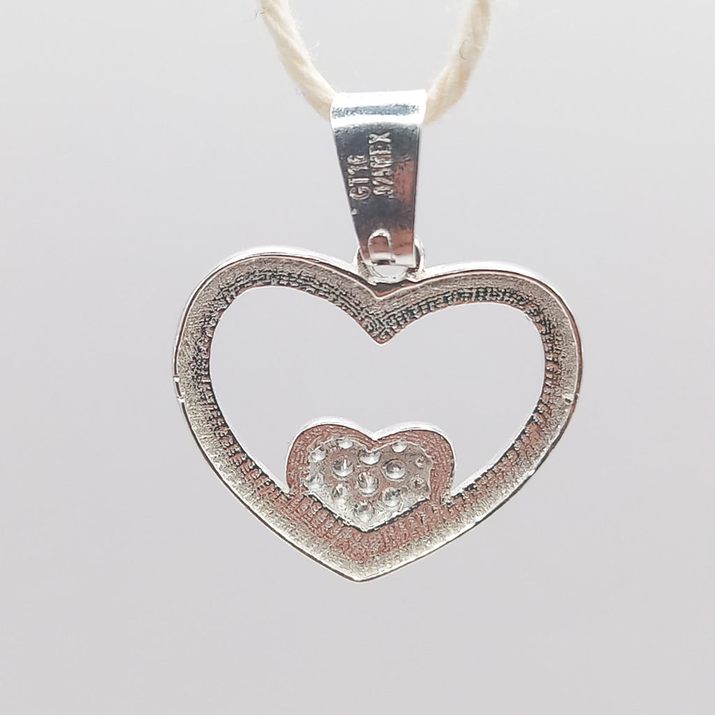 DIJE CORAZON C/CIRCONIAS PLATA .925 2.7 GR (NUEVO)