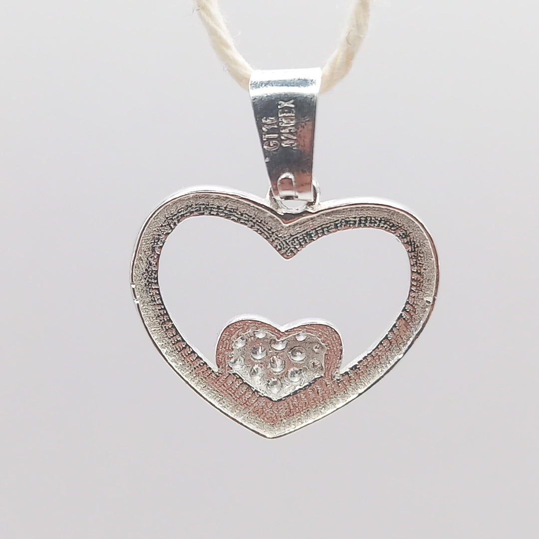 DIJE CORAZON C/CIRCONIAS PLATA .925 2.7 GR (NUEVO)